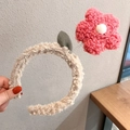 Pink lamb plush flower headband with cute cartoon style and flexible spring detail - Rose Red Flower