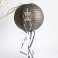 Halloween black paper lantern with white skeleton print and decorative streamers - Black Skeleton With Tassels