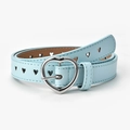 Light blue faux leather skinny belt with heart buckle and cut-out heart pattern decoration - Sky Blue