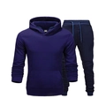 Dunkelblauer Unisex Fleece-Trainingsanzug mit Kapuzenpullover und passender Jogginghose im Set - Marineblau