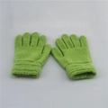 Detailed view of green knitted winter gloves for kids featuring a soft wool texture - 2-11 Years / Green