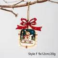 Style F Christmas wooden gift bag ornament featuring snowman and red polka dot bow - Style F (Snowman Gift Box)