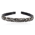 Vintage black headband with dark gray rhinestones and white pearls for women - Grey Rhinestone & White Pearl