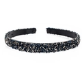 Minimalist headband with dark blue and silver rhinestones on a black frame - Grey Rhinestone & Blue Pearl