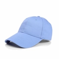 Detail of light blue cotton baseball cap with structured panels and stitched eyelets - Light Blue