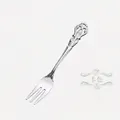 Dessertgabel aus Edelstahl im europäischen Vintage-Stil mit Reliefschnitzerei in Silber - Einzelne Dessertgabel / Silber