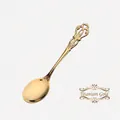 Vintage Dessertlöffel aus Titangold mit aufwendigem Hohlrelief im europäischen Stil - Einzelner Dessertlöffel / Gold
