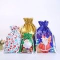 Sachets cadeaux de Noël avec cordon en quatre couleurs, motifs de rennes et Père Noël - Ensemble de 4 modèles (Série 3) 30 pièces