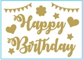 Golden Happy Birthday bobo balloon stickers set with stars and hearts party accessories - Birthday 06 / Gold