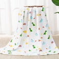 Soft six-layer cotton gauze baby blanket featuring colorful cartoon dinosaur prints - Cute Dragon
