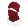 Set invernale bordeaux con berretto e scaldacollo in pile per protezione esterna - Rosso