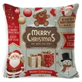 Christmas pillowcase featuring Santa and Teddy Bear on rustic wooden background - BZ0888-14 (Christmas Elements Collage)