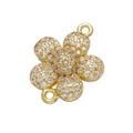 Macro detail of gold flower connector with micro-pave cubic zirconia for DIY jewelry - Gold Flower