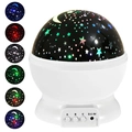 Starry night light projector with black dome and white base featuring colorful light modes - White Shell Stars Moon-Regular 1W