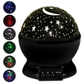 Starry sky projector with black spherical base and various color light projection modes - Black Shell Stars Moon-Regular 1W