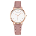 Montre à quartz minimaliste pour femme avec boîtier or rose et bracelet en cuir rose - Boîtier Or Rose Bracelet Rose