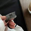 Detail of grey marble acetate semicircle buckle on high elastic hair tie for women - Wide Dark Grey