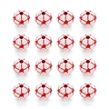Detailed view of 12mm red and white football patterned acrylic beads with center holes - Red & White Football / 12mm (ai-50 Pieces/Pack)
