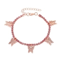Rose gold butterfly anklet with pink rhinestones and adjustable lobster clasp - Rose Gold