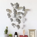 Mariposas 3D caladas en dorado y plateado para decoración de paredes en fiestas y el hogar - Plateado