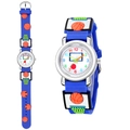 3D relief basketball sports watch for kids with blue silicone strap and clear numeric dial - Royal Blue
