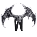 Kids Halloween dragon wings costume in black and silver finish with elastic straps - One Size / Silver Black