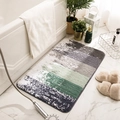 Striped grey, green and white rectangle flocked bath mat with non-slip texture - Radiant