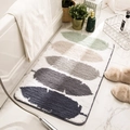 Minimalist gradient feather pattern flocked bath mat with blue and green tones - 45*70cm / Flying Feathers-Blue
