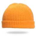 Detailed close-up of bright orange knit texture and rolled cuff on a winter beanie - Adjustable / Orange