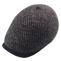 Winter-Strickmütze für Herren aus braun-schwarzem Mischgarn mit schwarzem Schirm - Verstellbar / Khaki
