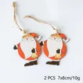 Lot de 2 ornements Père Noël en bois pour sapin de Noël, dimensions 7x8 cm - Style A (2 Pcs)