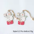 Lot de 2 suspensions de Noël bonhomme de neige en bois avec boîtes cadeaux blanches - Style G (2 Pcs)