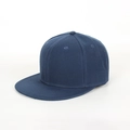 Detail view of the premium navy blue flat brim snapback hat showing twill fabric texture - 58CM (Fits 56-59CM) / Navy Blue