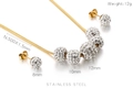 Gold stainless steel jewelry set with sparkling pavé crystal beads and snake chain - Gold Gradient Five Ball Snake Chain Set (KS69976-Z)