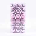 Close-up of pink Christmas balls in a storage box with matte and glitter finishes - 36Pcs/4cm / Pink