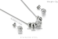 Parure de bijoux en acier inoxydable avec perles en zircon blanc et boucles d'oreilles - Ensemble de Bijoux à Trois Boules Mix et Match Couleur Acier (KS135298-Z)