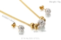 Parure en acier inoxydable doré avec perles de zircon en argile blanche - Ensemble Minimaliste de Petites Boules en Strass Doré (KS135297-Z)