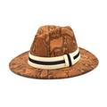 Detailed view of the snakeskin pattern texture and striped band on the wool jazz hat - M (56-58cm) / Khaki