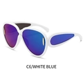 Lunettes de soleil oversize blanches avec verres miroirs dégradés bleus et branches évidées - Monture Blanche Verres Miroir Bleu