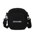 Borsa a tracolla nera minimalista in tela per donna con tracolla regolabile e tasca - Nero senza Ciondolo