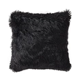 Square black plush pillowcase made of soft faux fur with a shaggy textured finish - 40*40cm-Pillowcase / Black