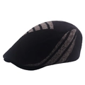 Berretto piatto in maglia da uomo nero con motivi a righe grigio scuro e marrone scuro - Regolabile / Cachi