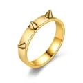 Bague moderne en acier titane doré style rock avec trois pointes de rivets punk - US 6 / Or