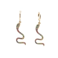Snake hoop earrings in gold finish with micro-pave colorful zircon stones - Snake