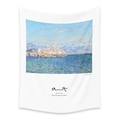 Bohemian white tapestry featuring Monet's Seaview IV impressionist oil painting - Lt202-19 / 150X200CM (Brushed Fabric)