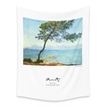 Bohemian wall tapestry featuring Monet sea view oil painting on white fabric background - 73X95CM (Brushed Fabric) / Seaview Series XIV (LT202-28)