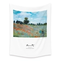 Artistic Monet Poppy Field wall tapestry in white fabric for bohemian room decoration - 73X95CM (Cross-border Brushed Style) / Poppy Field III (LT202-30)