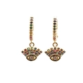 Elegante goldene Creolen mit bunten Zirkonia-Steinen und Auge-Anhänger-Design - 1# Böser Blick
