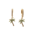 Goldene Palmen-Ohrringe mit grünem und klarem Zirkonia-Besatz im Creolen-Design - 2# Kokosnussbaum
