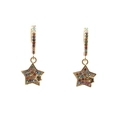 Detail of gold hoop earrings featuring colorful micro-zirconia stars on white background - 9# Star